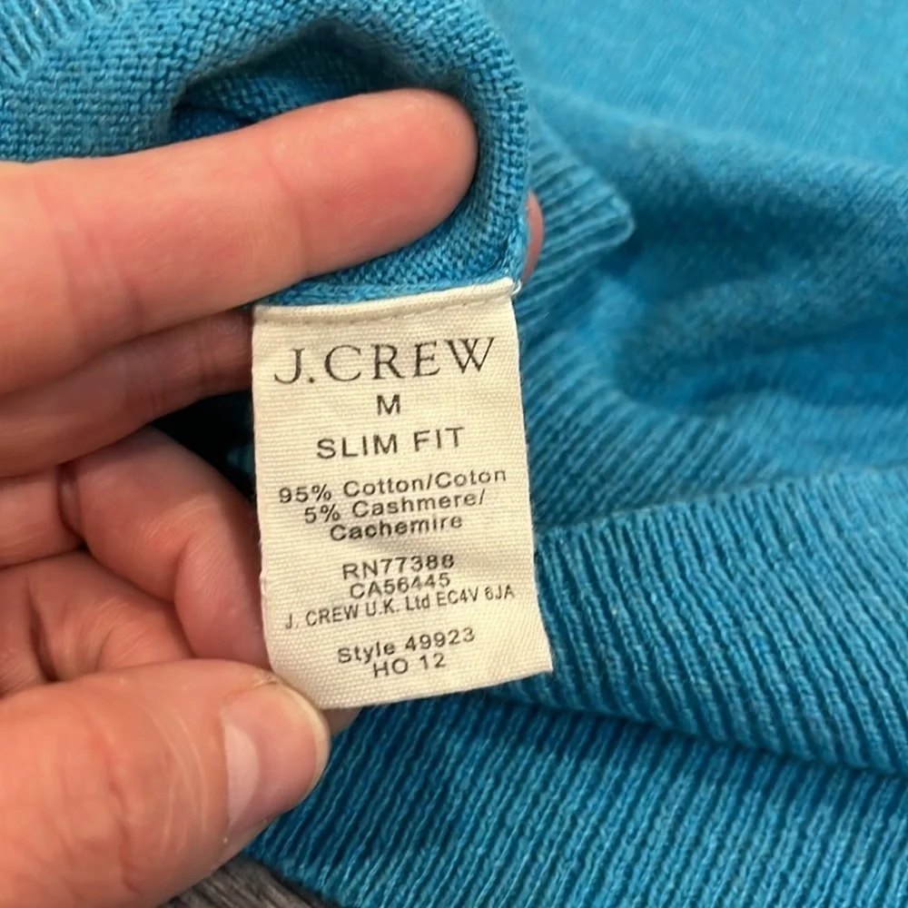 J. Crew Turquoise V-Neck cashmere blend Sweater for Men